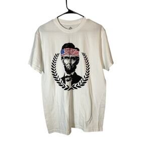 H3 Sportgear White Patriotic American Flag Political Lincoln T-Shirt Men Sz M